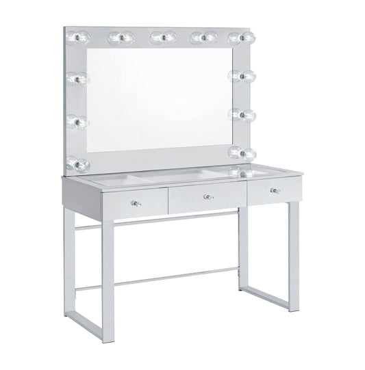 Umbridge 3-drawer Vanity Set with Lighting Chrome and White