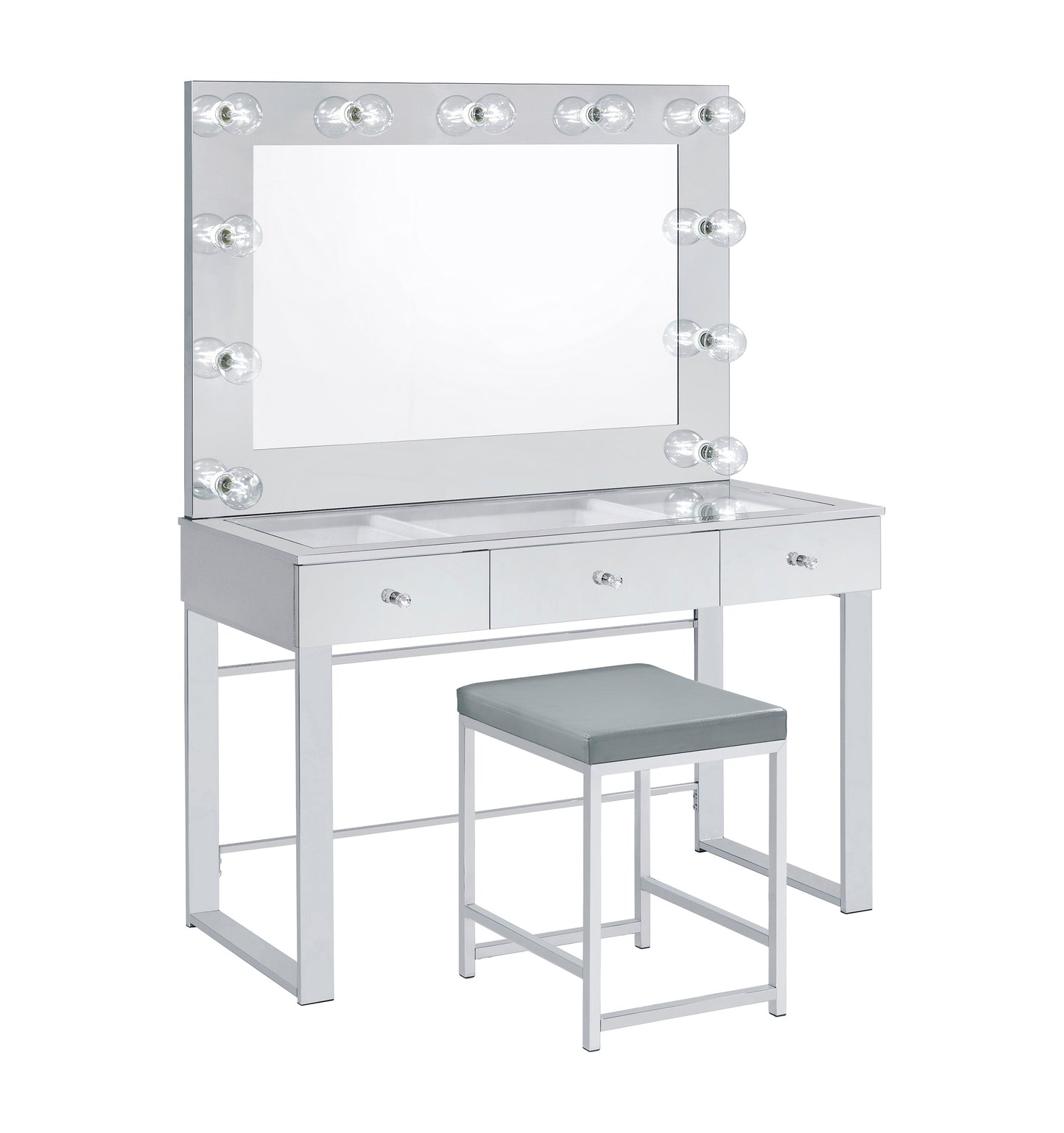 Umbridge 3-drawer Vanity Set with Lighting Chrome and White