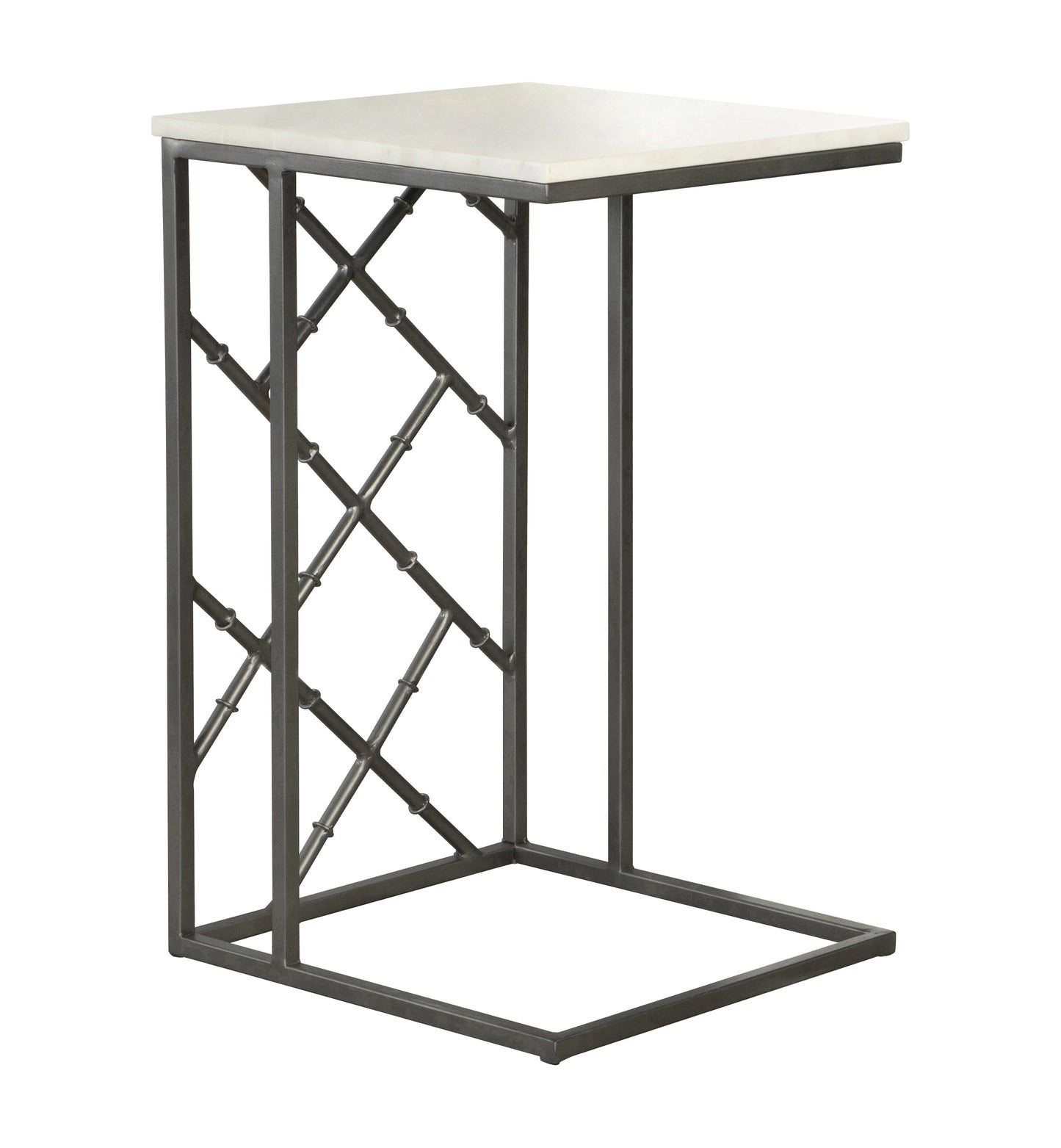 Angeliki Marble Top C-Shape Sofa Side Table Gunmetal