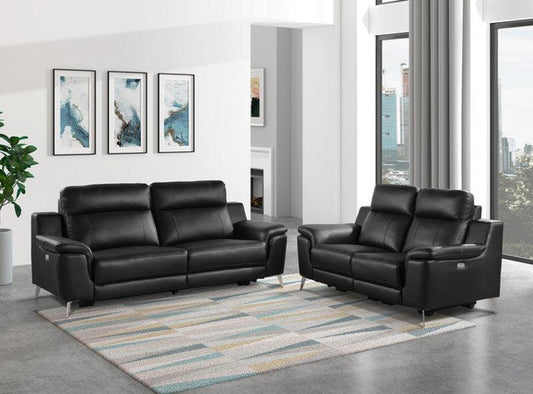 Homelegance - Antonio 2 Piece Reclining Sofa Set In Black - 9360Blk*2Pw - ATL FURNITURE