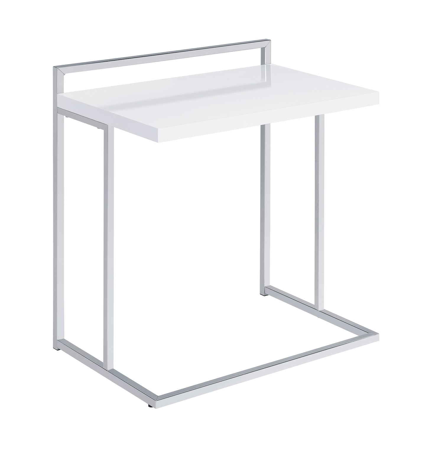 Dani Rectangular C-Shaped Sofa Side Table White High Gloss