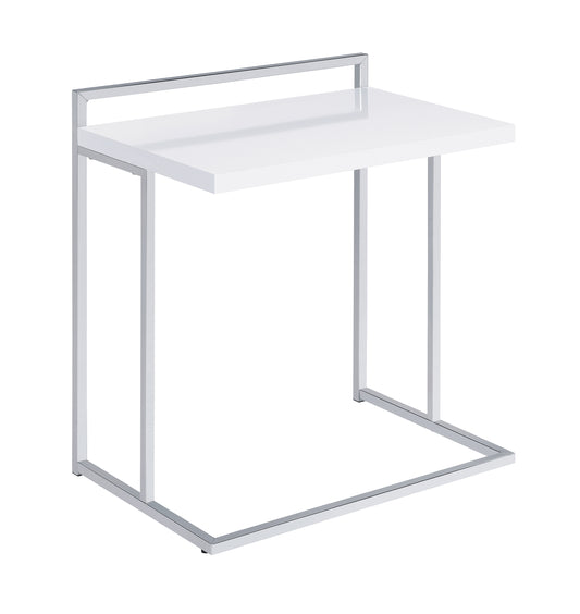 Dani Rectangular C-Shaped Sofa Side Table White High Gloss