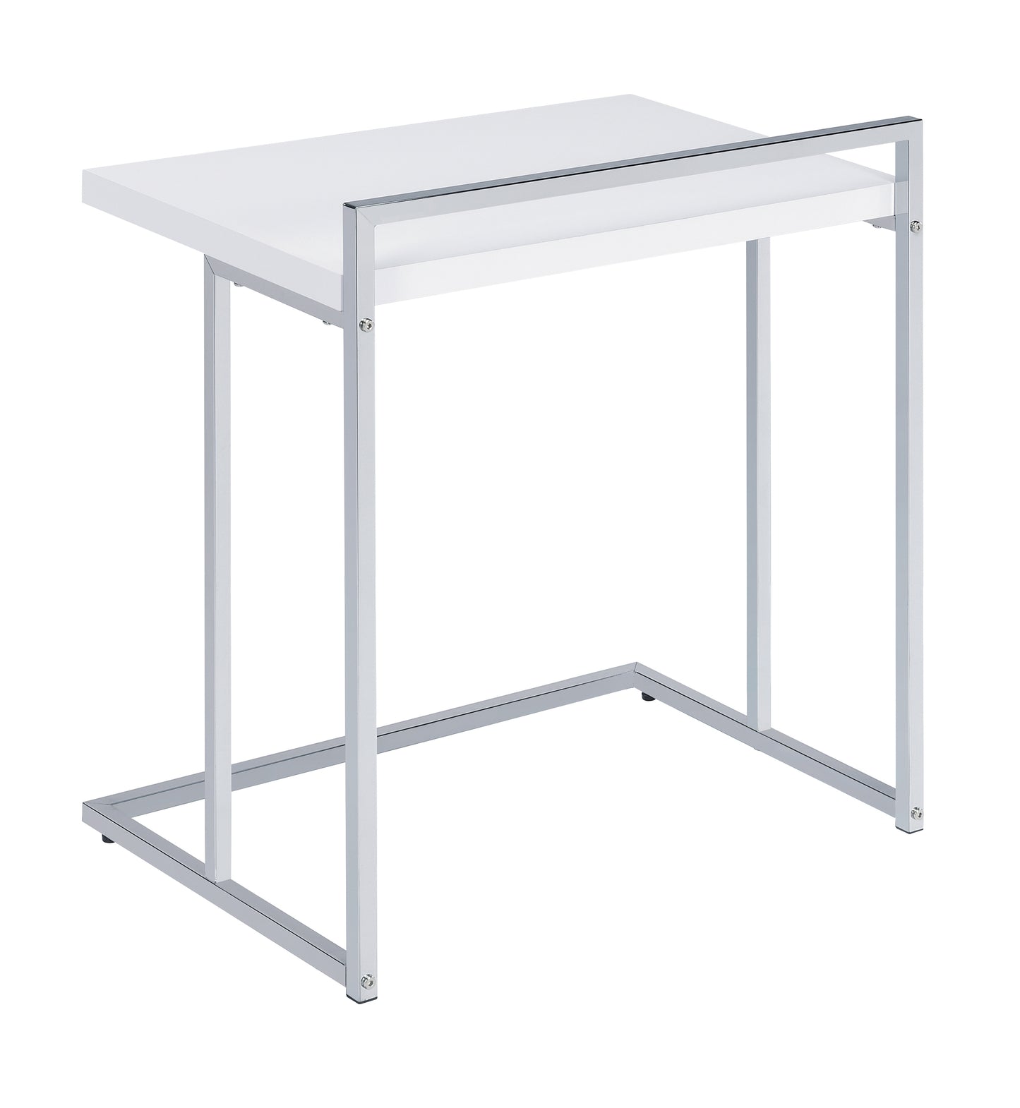 Dani Rectangular C-Shaped Sofa Side Table White High Gloss