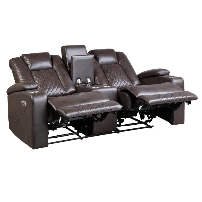 Homelegance - Caelan 2 Piece Power Reclining Sofa Set In Dark Brown - 9366Db*2Pwh - ATL FURNITURE