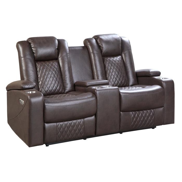 Homelegance - Caelan 2 Piece Power Reclining Sofa Set In Dark Brown - 9366Db*2Pwh - ATL FURNITURE