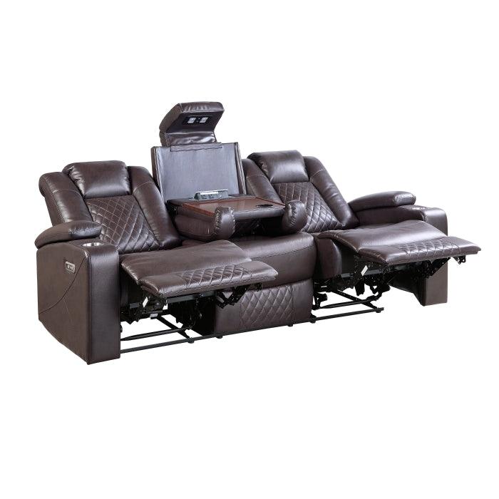 Homelegance - Caelan 2 Piece Power Reclining Sofa Set In Dark Brown - 9366Db*2Pwh - ATL FURNITURE