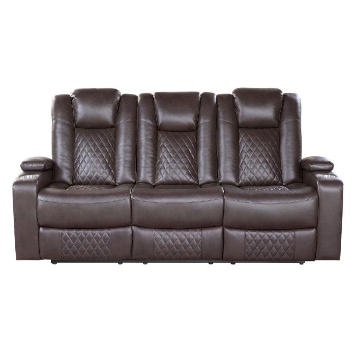 Homelegance - Caelan 2 Piece Power Reclining Sofa Set In Dark Brown - 9366Db*2Pwh - ATL FURNITURE