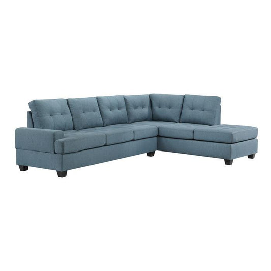 Homelegance - Dunstan 2-Piece Reversible Sectional With Chaise In Blue - 9367Bu*Sc - ATL FURNITURE