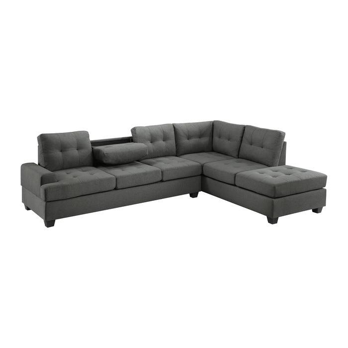 Homelegance - Dunstan 2-Piece Reversible Sectional With Chaise In Dark Gray - 9367Dg*Sc - ATL FURNITURE