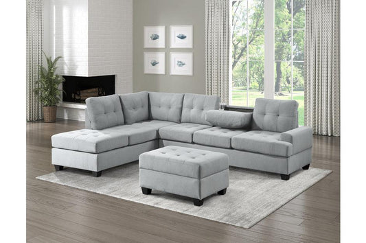 Homelegance - Dunstan 3-Piece Reversible Sectional With Ottoman In Light Gray - 9367Gy*Sc-4 - ATL FURNITURE