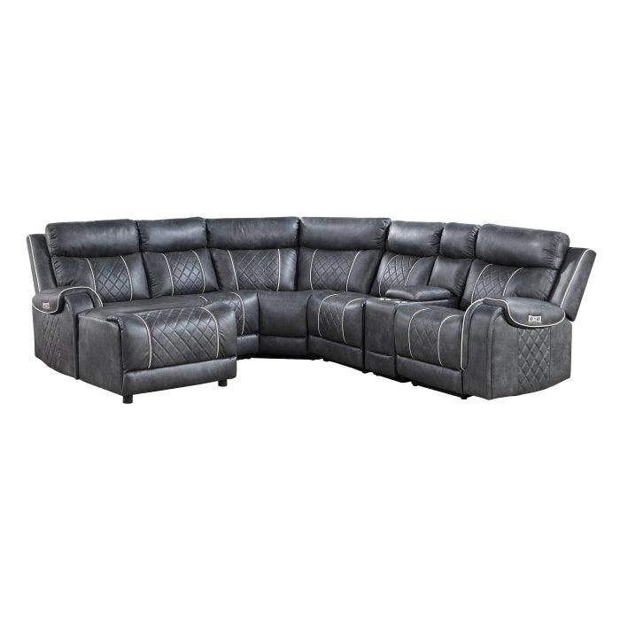 Homelegance - Gabriel 6-Piece Modular Power Reclining Sectional With Left Chaise In Gray - 9377Gry*6Lcrrpw - ATL FURNITURE