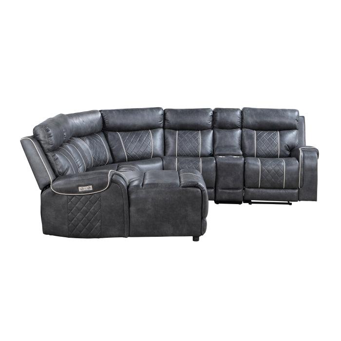 Homelegance - Gabriel 6-Piece Modular Power Reclining Sectional With Left Chaise In Gray - 9377Gry*6Lcrrpw - ATL FURNITURE