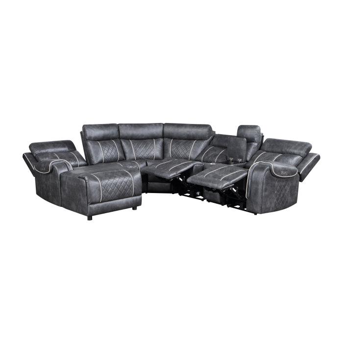 Homelegance - Gabriel 6-Piece Modular Power Reclining Sectional With Left Chaise In Gray - 9377Gry*6Lcrrpw - ATL FURNITURE