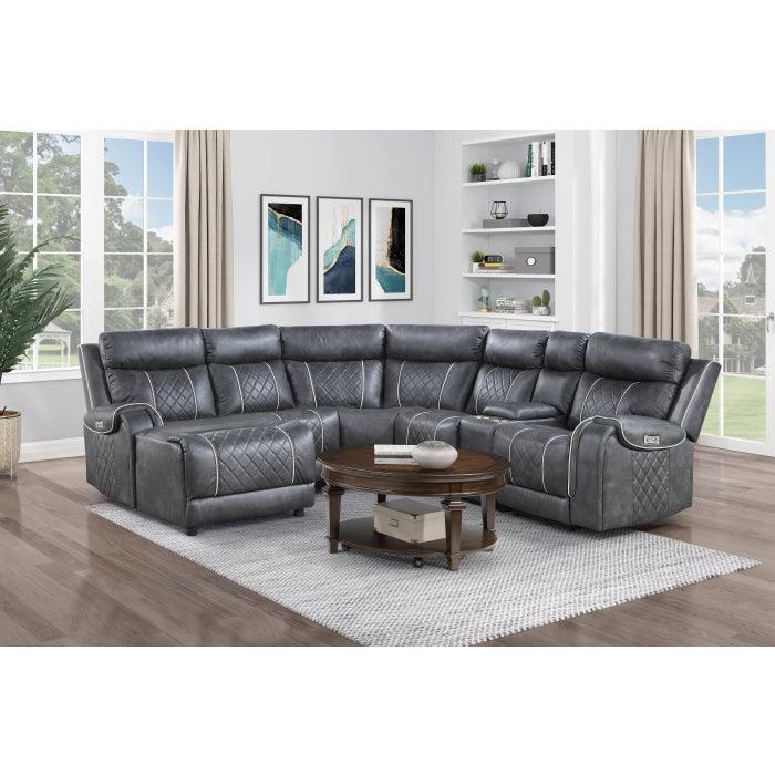 Homelegance - Gabriel 6-Piece Modular Power Reclining Sectional With Left Chaise In Gray - 9377Gry*6Lcrrpw - ATL FURNITURE