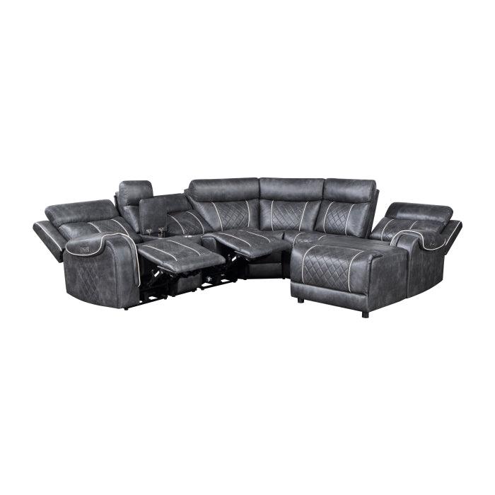 Homelegance - Gabriel 6-Piece Modular Power Reclining Sectional With Right Chaise In Gray - 9377Gry*6Lrrcpw - ATL FURNITURE