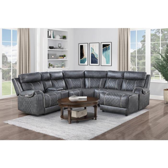 Homelegance - Gabriel 6-Piece Modular Power Reclining Sectional With Right Chaise In Gray - 9377Gry*6Lrrcpw - ATL FURNITURE