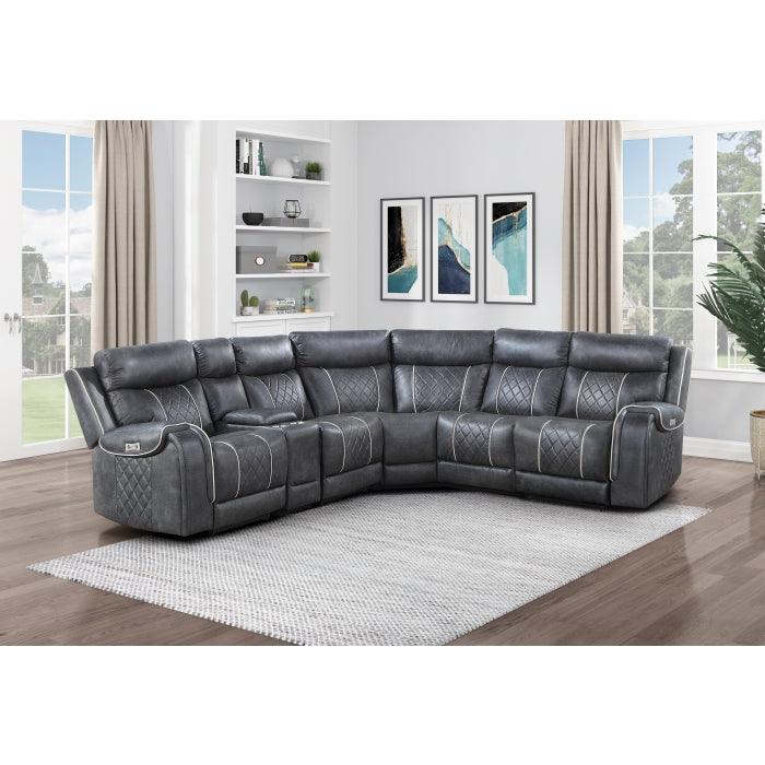 Homelegance - Gabriel 6-Piece Modular Power Reclining Sectional In Gray - 9377Gry*6Lrrrpw - ATL FURNITURE