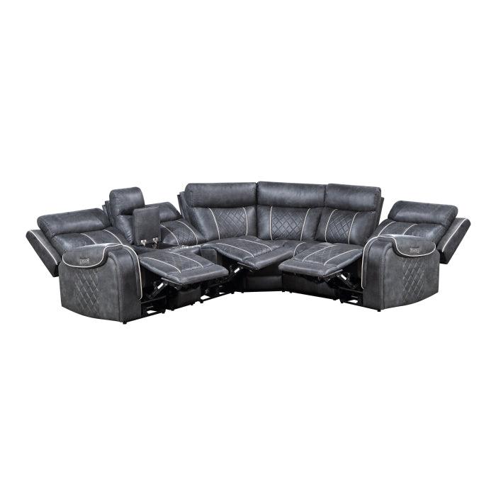 Homelegance - Gabriel 6-Piece Modular Power Reclining Sectional In Gray - 9377Gry*6Lrrrpw - ATL FURNITURE