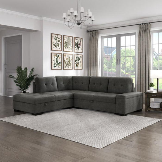 Homelegance - Brooklyn 2-Piece Sectional With Left Chaise In Dark Gray - 9390Dg*2Lc2R - ATL FURNITURE