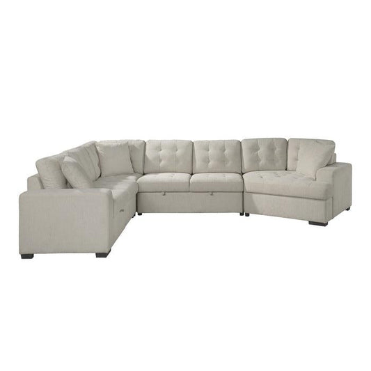 Homelegance - Logansport 4-Piece Sectional With Pull-Out Ottoman In Beige - 9401Beg*42Lru - ATL FURNITURE