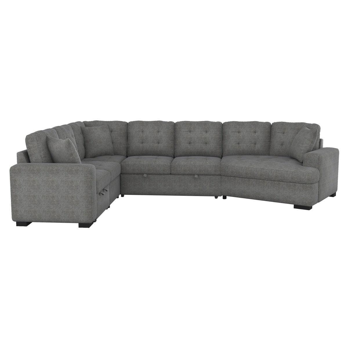 Homelegance - Logansport 4-Piece Sectional With Pull-Out Ottoman - 9401Gry-42Lru - ATL FURNITURE