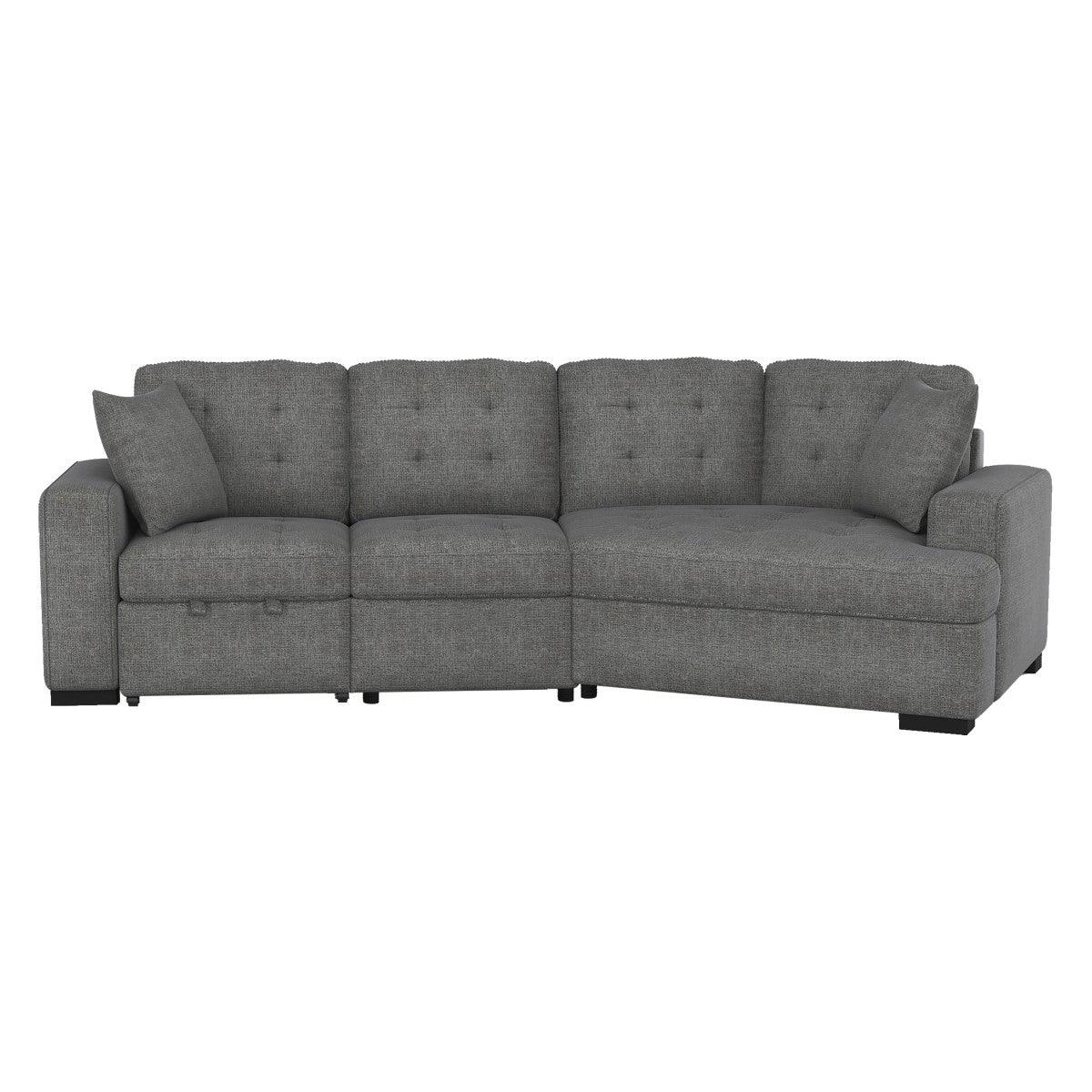 Homelegance - Logansport 2-Piece Sectional With Pull-Out Ottoman - 9401Gry-22Lru - ATL FURNITURE