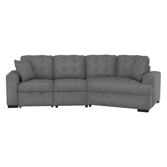 Homelegance - Logansport 2-Piece Sectional With Pull-Out Ottoman - 9401Gry-22Lru - ATL FURNITURE