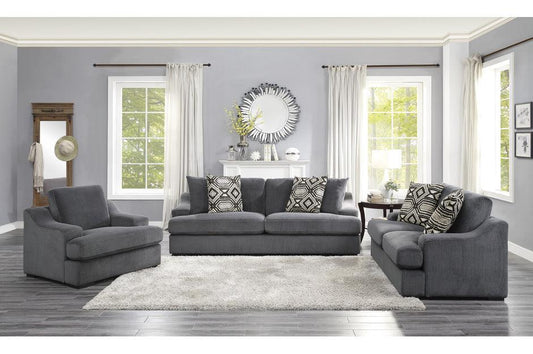 Homelegance - Orofino 3 Piece Living Room Set In Dark Gray - 9404Dg-3-2-1 - ATL FURNITURE