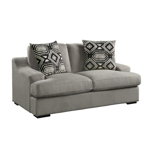 Homelegance - Orofino Love Seat With 2 Pillows In Light Gray - 9404Gy-2 - ATL FURNITURE