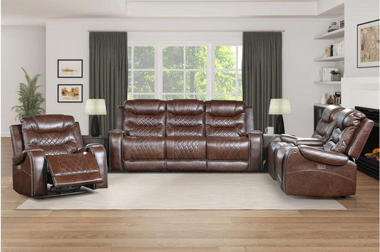 Homelegance - Putnam 3 Piece Double Reclining Sofa Set In Brown - 9405Br-3-2-1 - ATL FURNITURE