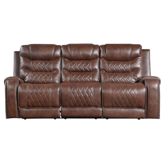 Homelegance - Putnam Power Double Reclining Sofa With Drop-Down Cup Holders, Receptacles And Usb Ports In Brown - 9405Br-3Pw - ATL FURNITURE