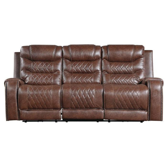 Homelegance - Putnam Double Reclining Sofa With Drop-Down Cup Holders, Receptacles And Usb Ports In Brown - 9405Br-3 - ATL FURNITURE