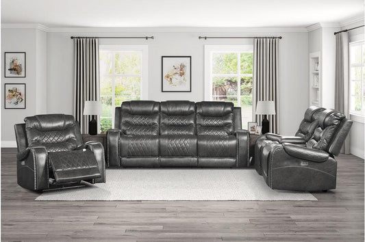 Homelegance - Putnam 3 Piece Double Reclining Sofa Set In Gray - 9405Gy-3-2-1 - ATL FURNITURE