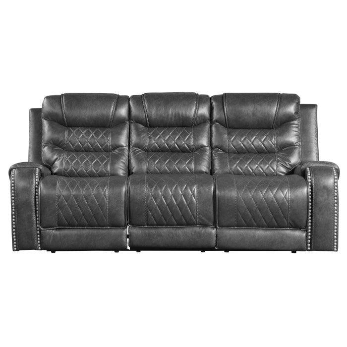 Homelegance - Putnam Power Double Reclining Sofa With Drop-Down Cup Holders, Receptacles And Usb Ports In Gray - 9405Gy-3Pw - ATL FURNITURE