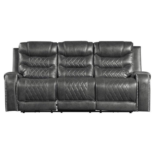 Homelegance - Putnam Double Reclining Sofa With Drop-Down Cup Holders, Receptacles And Usb Ports In Gray - 9405Gy-3 - ATL FURNITURE