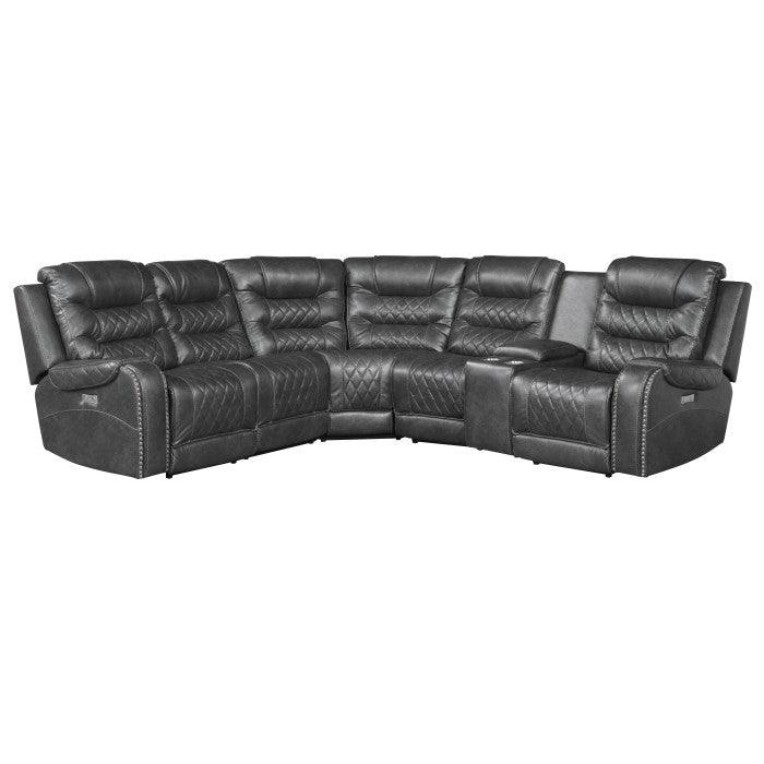 Homelegance - Putnam 6-Piece Modular Power Reclining Sectional In Gray - 9405Gy*6Lrrr - ATL FURNITURE