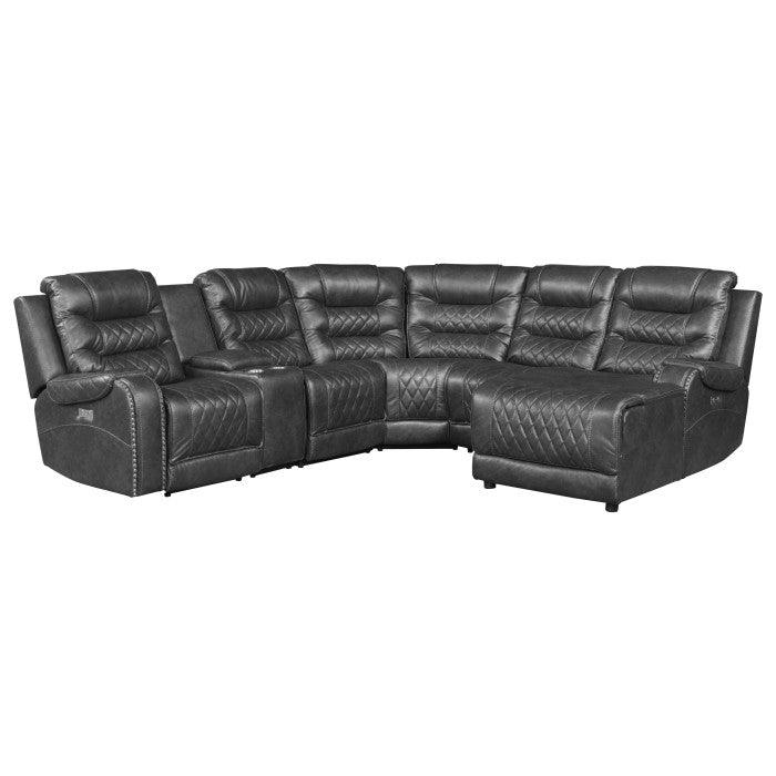 Homelegance - Putnam 6-Piece Modular Power Reclining Sectional With Right Chaise In Gray - 9405Gy*6Lrrc - ATL FURNITURE