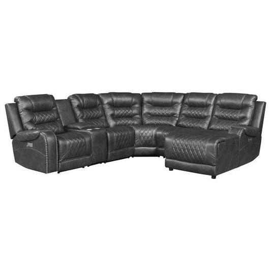 Homelegance - Putnam 6-Piece Modular Power Reclining Sectional With Right Chaise In Gray - 9405Gy*6Lrrc - ATL FURNITURE