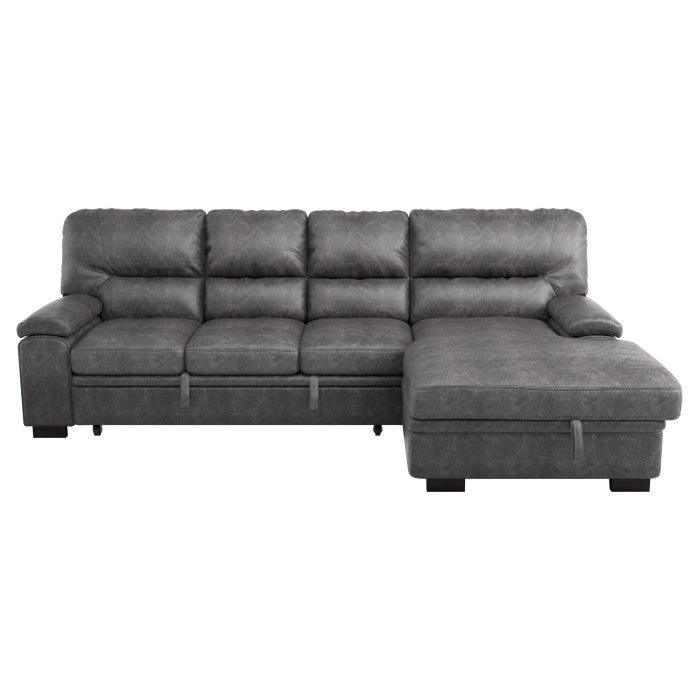 Homelegance - Michigan 2-Piece Sectional With Pull-Out Bed And Right Chaise With Hidden Storage In Dark Gray - 9407Dg*2Rc3L - ATL FURNITURE