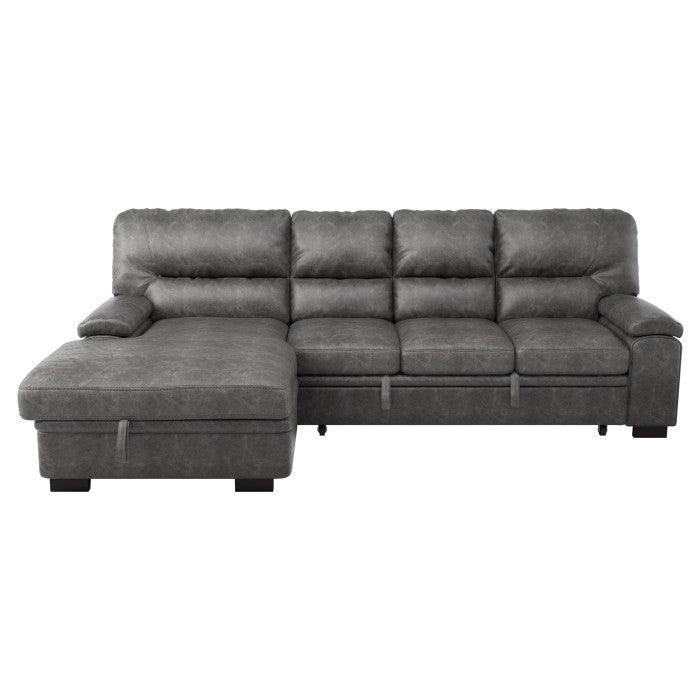 Homelegance - Michigan 2-Piece Sectional With Pull-Out Bed And Left Chaise With Hidden Storage In Dark Gray - 9407Dg*2Lc3R - ATL FURNITURE