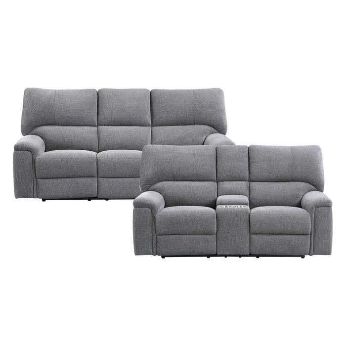 Homelegance - Dickinson 2 Piece Double Reclining Sofa Set In Charcoal - 9413Cc*2 - ATL FURNITURE