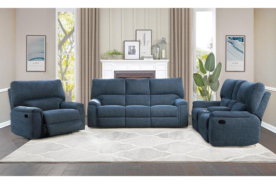 Homelegance - Dickinson 3 Piece Double Reclining Living Room Set In Indigo - 9413In-3-2-1 - ATL FURNITURE