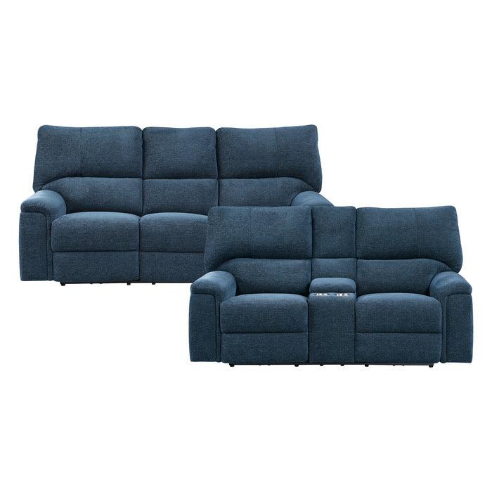 Homelegance - Dickinson 2 Piece Double Reclining Sofa Set In Indigo - 9413In*2 - ATL FURNITURE