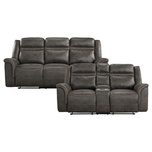 Homelegance - Boise 2 Piece Double Reclining Sofa Set In Brown - 9426*2 - ATL FURNITURE