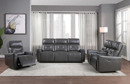 Homelegance - Burwell 3 Piece Power Double Reclining Living Room Set In Dark Gray - 9446Gy-3-2-1 - ATL FURNITURE