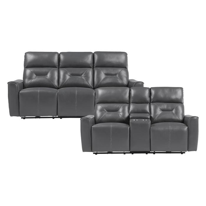 Homelegance - Burwell 2 Piece Double Reclining Sofa Set In Dark Gray - 9446Gy*2Pw - ATL FURNITURE