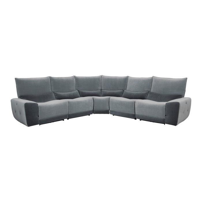 Homelegance - Helix 5-Piece Power Reclining Sectional In Gray - 9459Gy*5Scpw - ATL FURNITURE