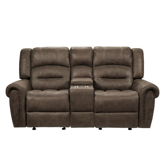 Homelegance - Creighton Double Glider Reclining Love Seat With Center Console In Brown - 9467Br-2 - ATL FURNITURE