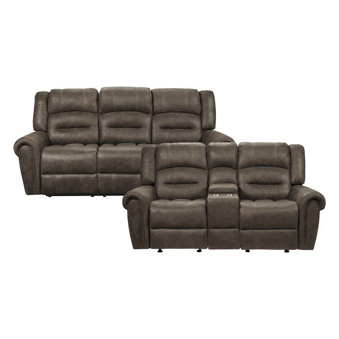 Homelegance - Creighton 2 Piece Double Reclining Sofa Set In Brown - 9467Br*2 - ATL FURNITURE