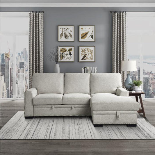 Homelegance - Morelia 2-Piece Sectional With Pull-Out Bed And Right Chaise With Hidden Storage In Beige - 9468Be*2Rc2L - ATL FURNITURE